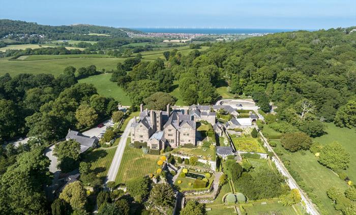 Drone view of Bodysgallen Hall
